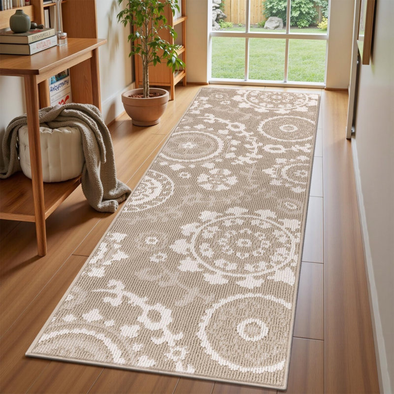 Rectangle 60 cm x 180 cm Floral Area Rug