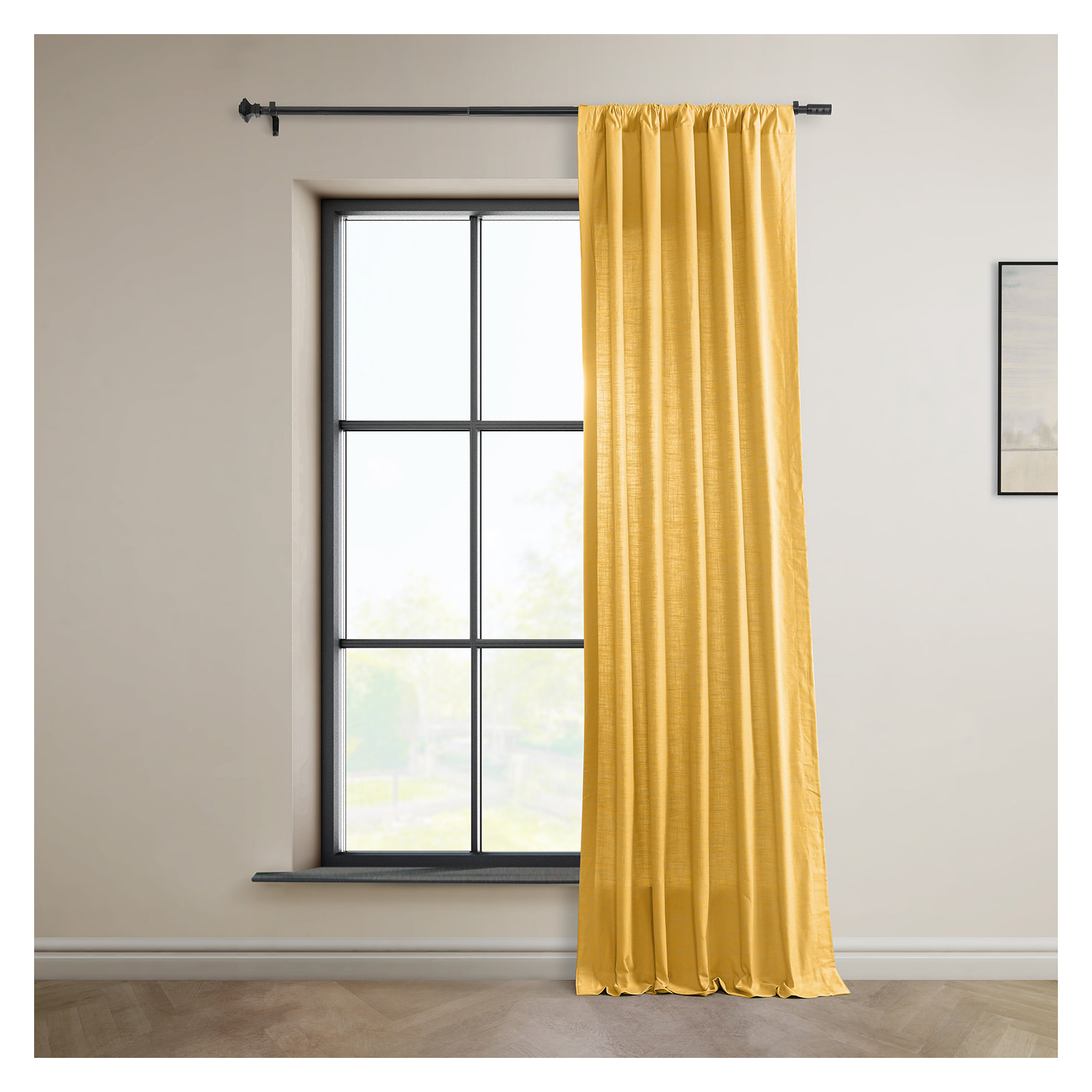 Richardson Semi Sheer 100% Cotton Curtain, 50" W x 108" L, Ochre