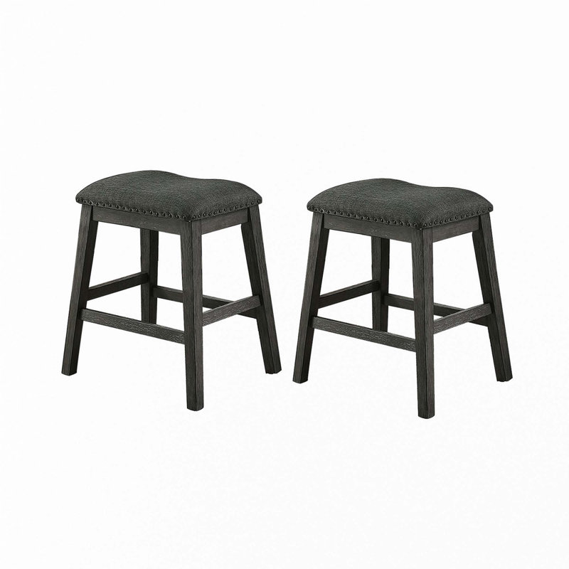 Tabouret de comptoir rembourré en lin (ensemble de 2)