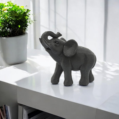Modern Resin Polyresin Elephant Figurine with Intricate Detailing - Elegant Decorative Accent for Contemporary and Stylish Home Decor