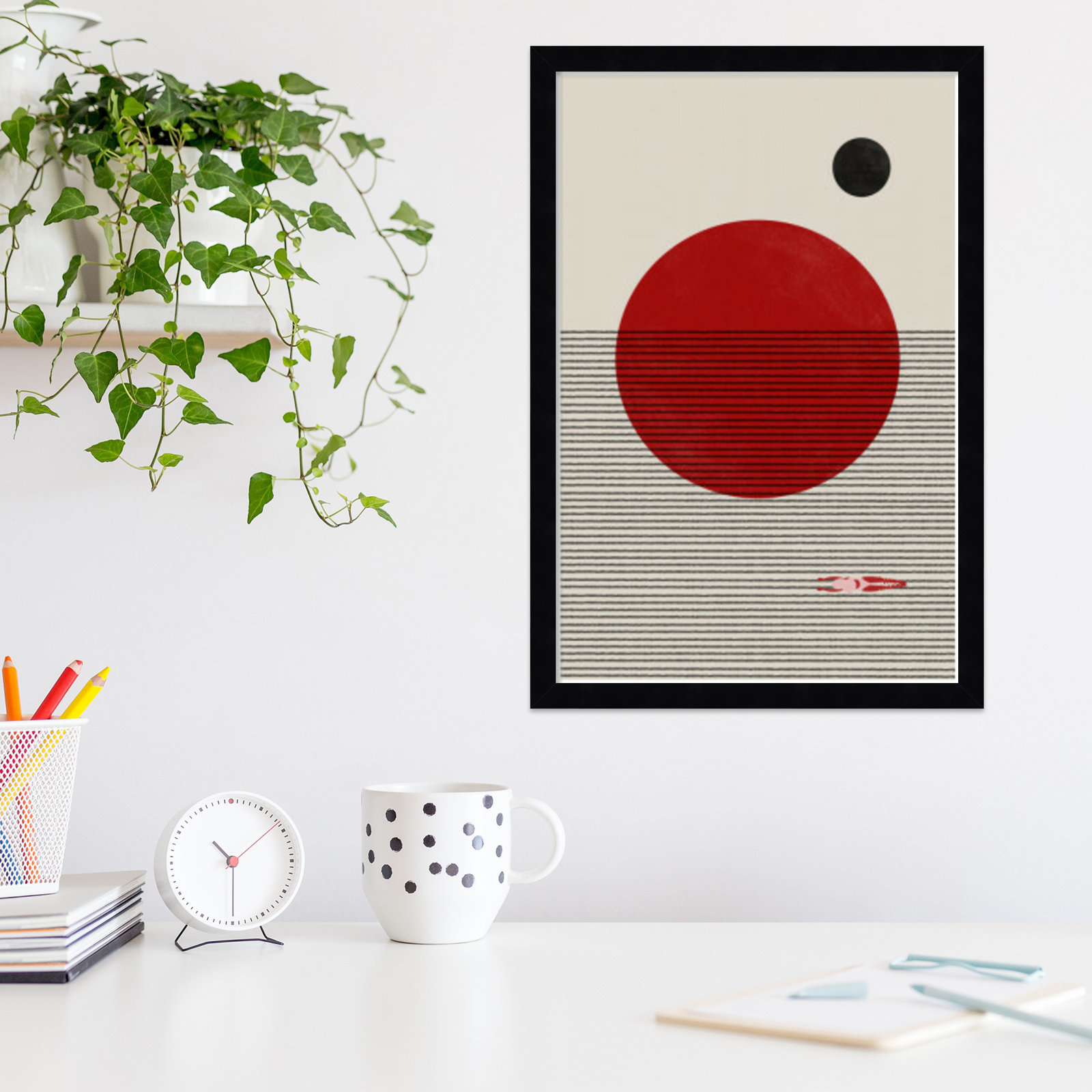 Swimming to You Print, Black, 21" H x 15" W x 1" D