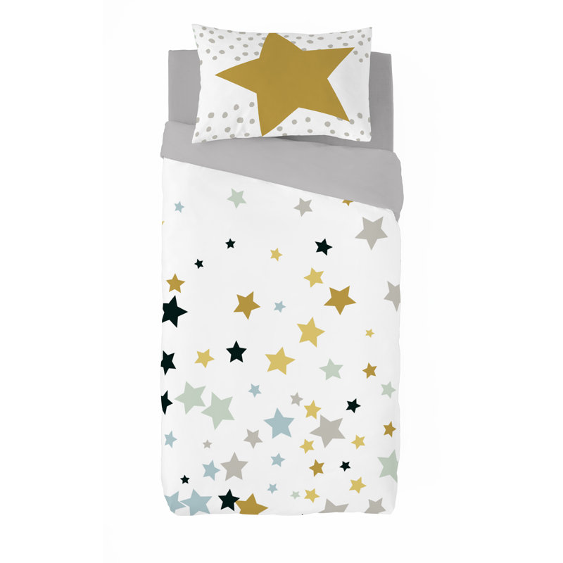 Ensemble de housse de couette en coton 2 pièces Yael (l 66 po x L 86 po), Housse de couette simple + 1 taie décorative