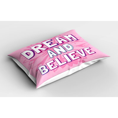 Ambesonne Pink White Pillow Sham 2 Pack Phrases Pink White