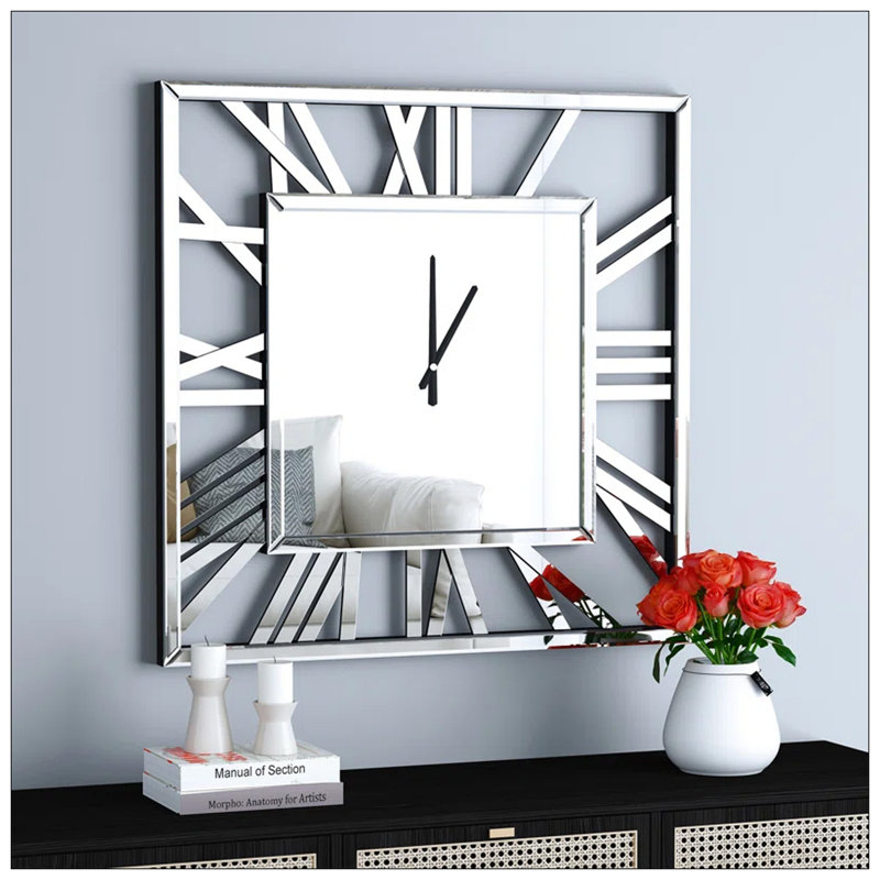 Grande horloge murale à miroir