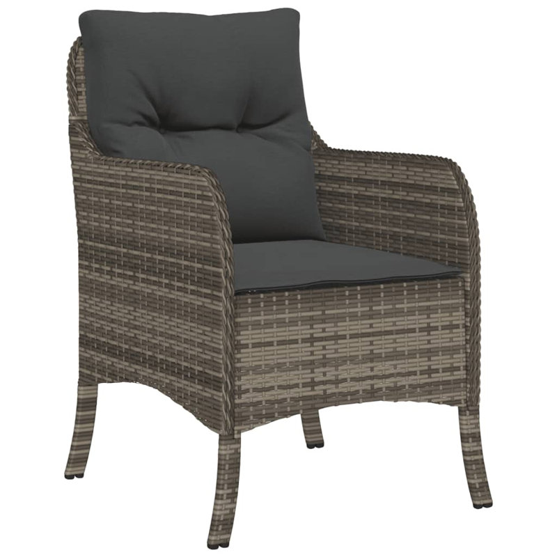 Ensemble repas avec coussins en rotin Vidaxl, Gris foncé / Gris, H 29,1 po x l 63 po x P 31,5 po, 6