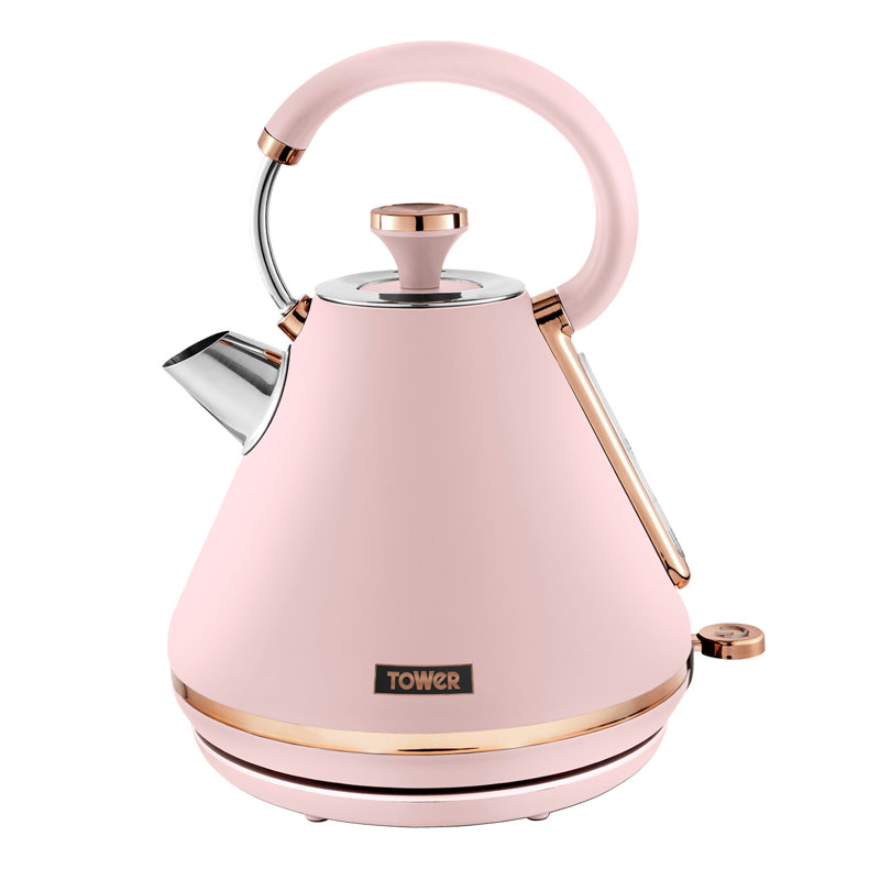 Tower Cavaletto Pyramid Kettle with Fast Boil, Detachable Filter, 1.7 Litre, 3000 W, Pink