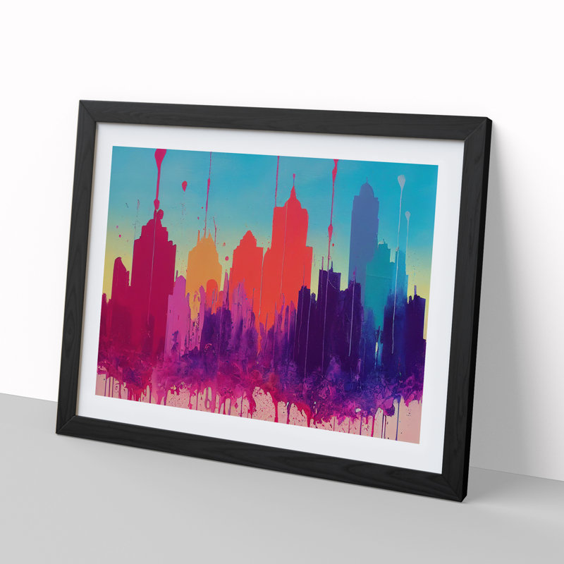 Skyscraper Skyline Vol.8 Abstract - Framed Print, 34cm H x 46cm W x 2cm D, Black