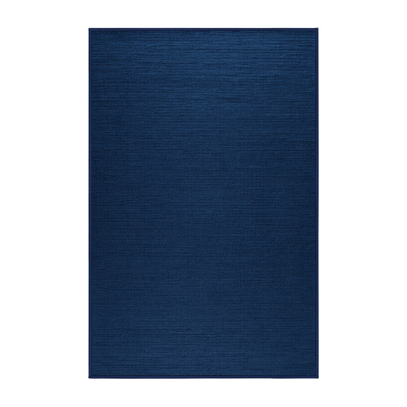 Tapis bleu uni lavable à la machine, Rectangulaire 7 pi x 10 pi