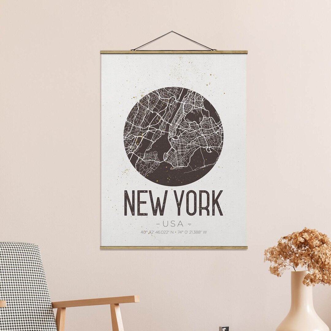 Stoffbild New York Stadtplan - Retro