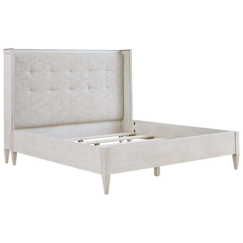 Camille Upholstered Polyester Blend Wingback Bed, Queen
