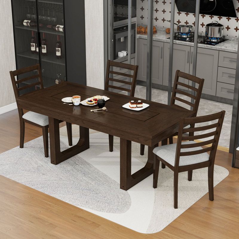 Ensemble de table de salle à manger extensible 5 pièces avec 4 chaises rembourrées, Walnut, Walnut, Walnut