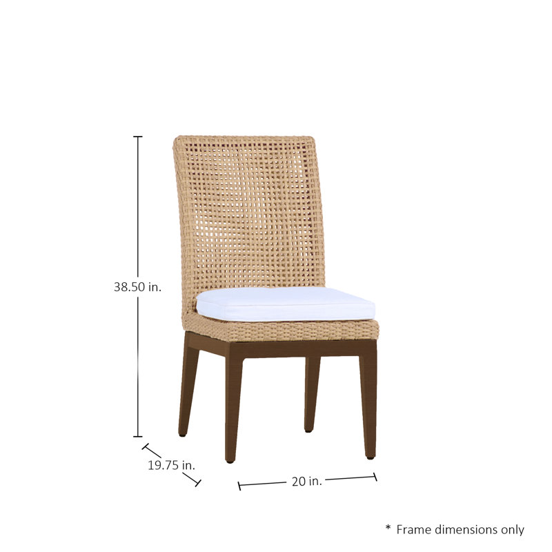 Peninsula Patio Dining Side Chair with Cushions, Welt, Perigold Arigato Balsamic, Light Raffia/Natural Sandalwood