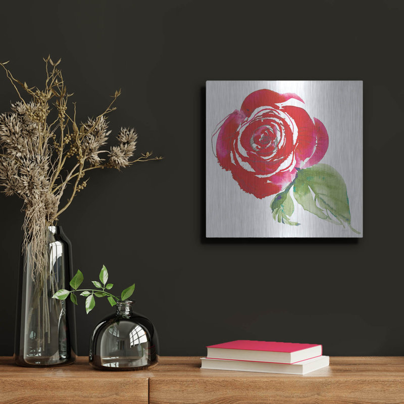 Art mural en métal «Bold Roses 3» par Kristy riz, H 12 po x l 12 po