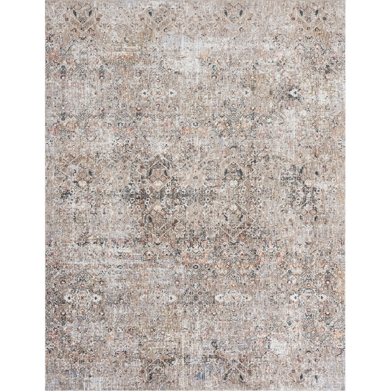 Tapis beige à motif géométrique Guerrera, Rectangle 9 pi 6 po x 13 pi