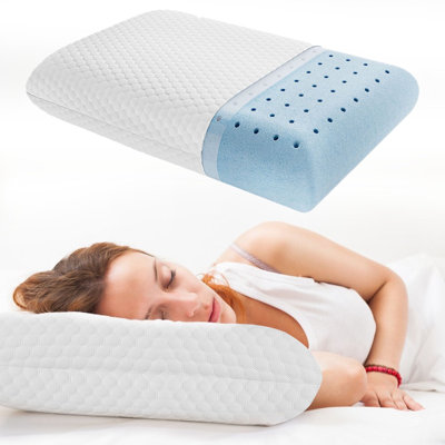 Gel ventilé à mémoire de forme avec housse amovible, soulagement de la douleur au cou et aux épaules pour les dormeurs latéraux, taille standard 24 po x 16 po, blanc