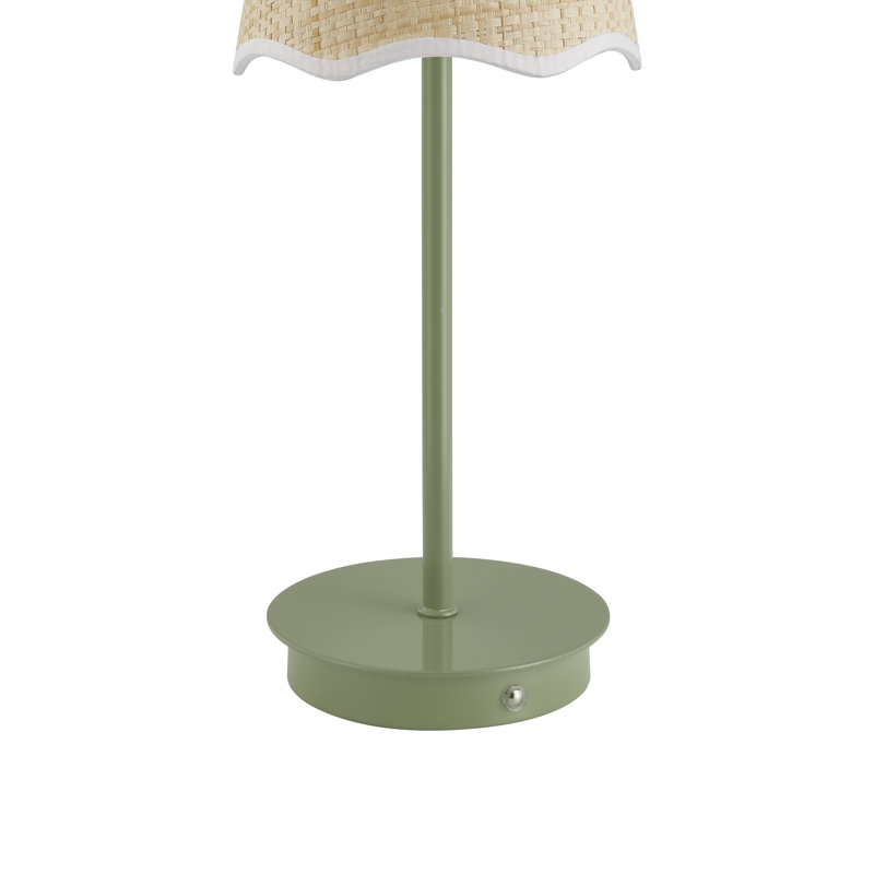 18" Metal Table Lamp With Natural Shade, Green