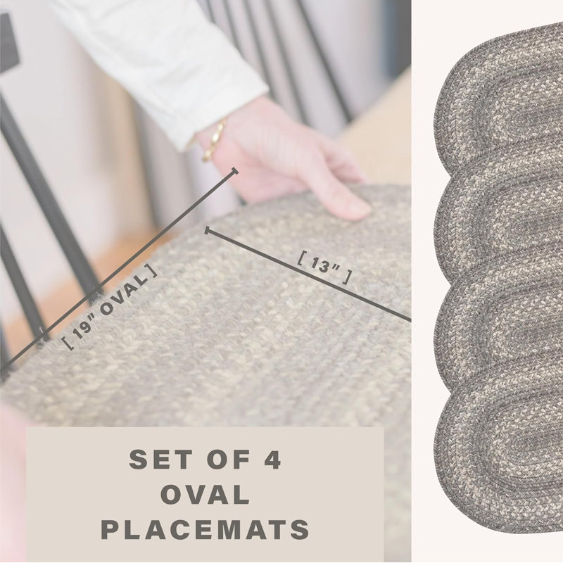 Napperons d'intérieur en jute de qualité supérieure - taille 13 po x 19 po, Gris nuage, Ovale