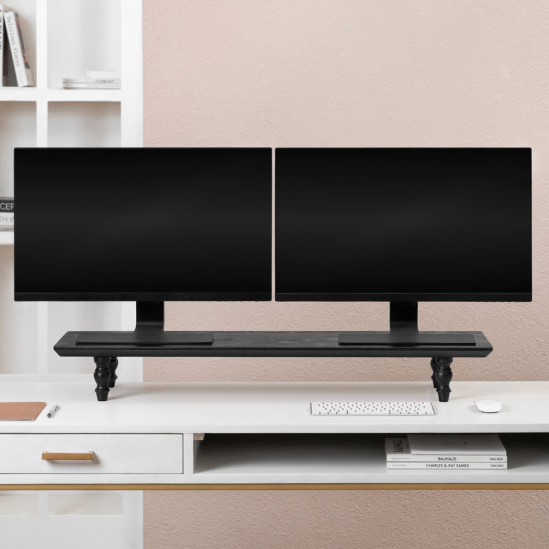Bascum Solid Wood Monitor Stand, 40 Inches, Black