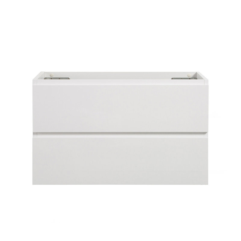 Alice-36W-201, armoire murale SANS lavabo, couleur blanche, avec deux tiroirs, pré-assemblée, Blanc