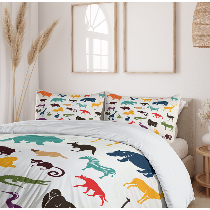 Ensemble de housse de couette pour animaux de style sauvage de style sauvage de style dessin