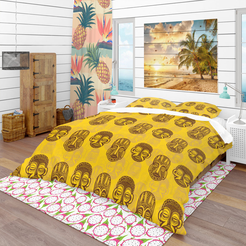 Ensemble de housse de couette tropical, Housse de couette double / grand + 2 taies