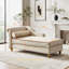 Chaise longue en velours beige avec rangement caché et pieds dorés-133686715