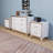 White 3-piece Set, Dressing Table And Two Bedside Tables With Metal Handles And Mirror Decoration, Elegant And Subtle