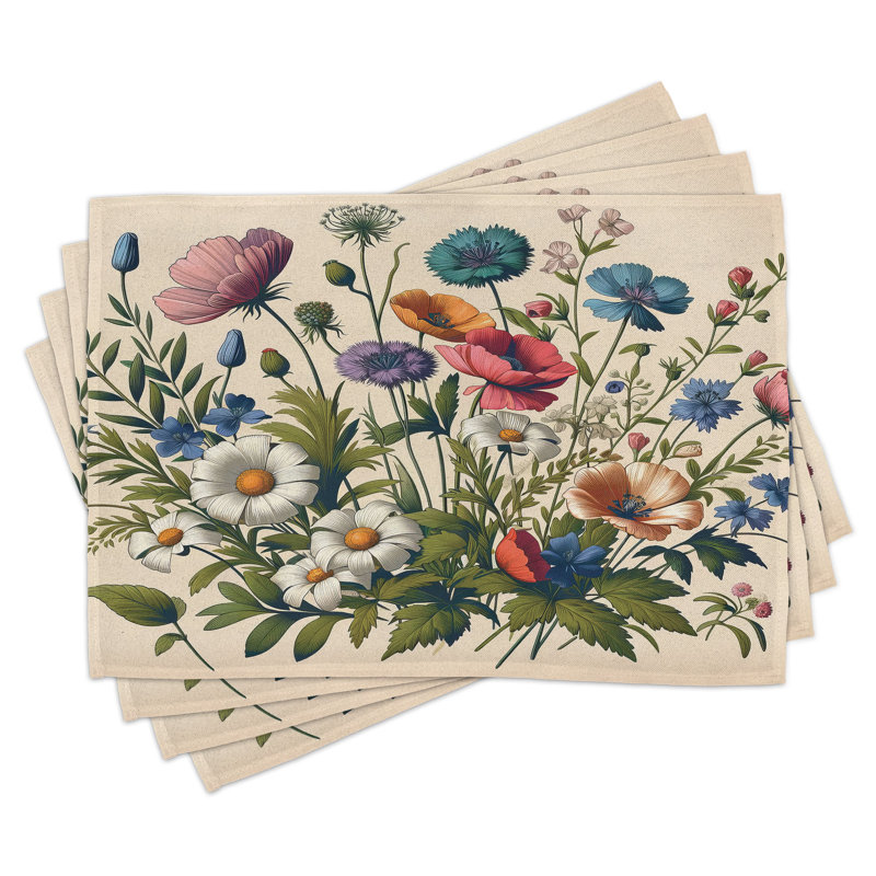 Ensemble de 4 napperons Ambesonne Floral Eucalyptus