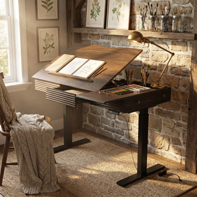 Electric Height Adjustable Craft Table with Storage