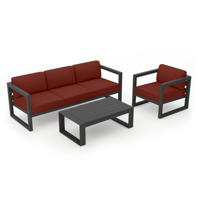 Avion 3 Piece Sofa Seating Group with Sunbrella Cushions