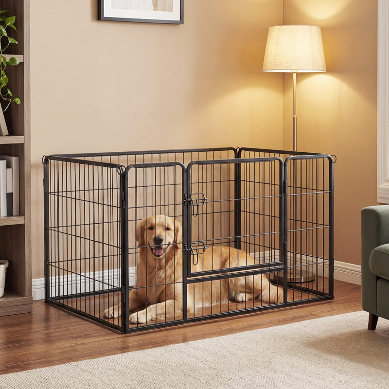 Parc pour animaux de compagnie en métal, parc pour chiots, enclos pour chiens, panneaux d'exercice pour animaux, noir