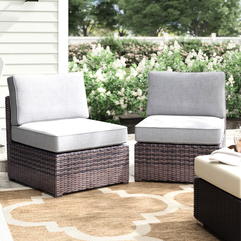 Chaise de patio rouille avec coussins en tissu luxueux - base de sièges d'extérieur modernes avec coussins épais, couleur brune