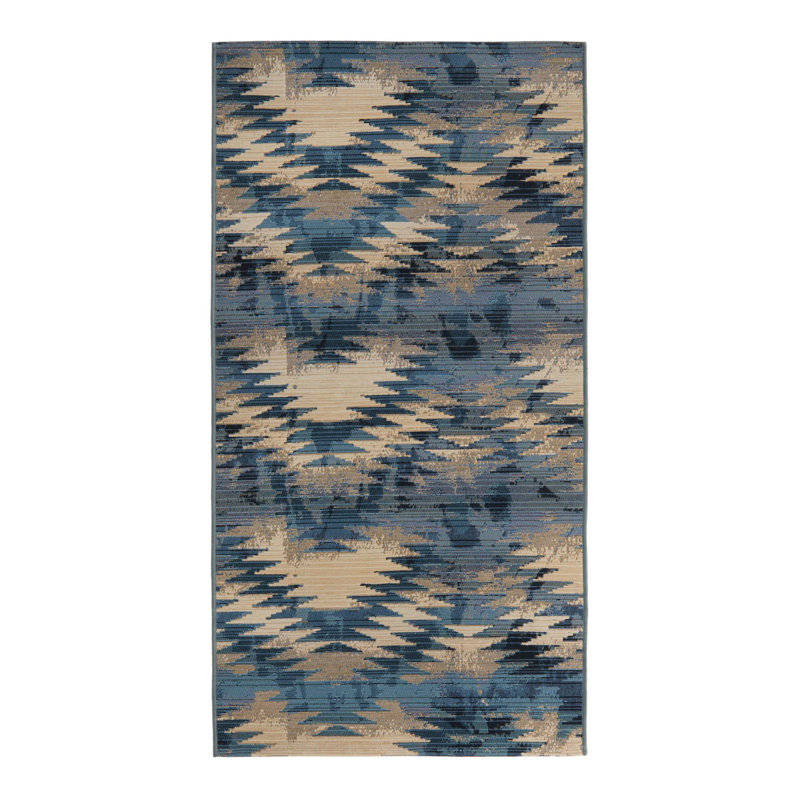 Tomlinson Abstract Blue Indoor/Outdoor Area Rug, Runner 2'7" x 5'3"