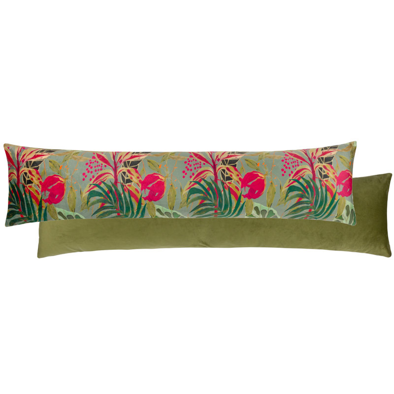Owena Floral Bolster Pillow Cover, Green