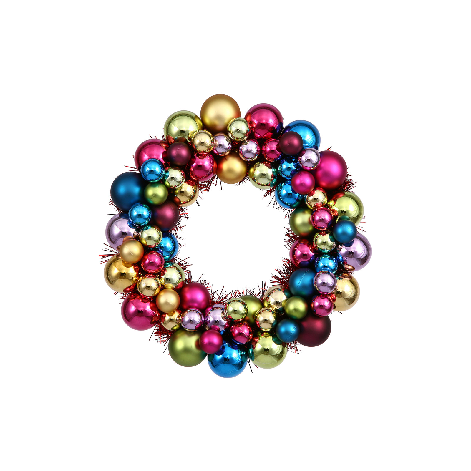 Shiny and Matte Ball Wreath, Multi, 36"