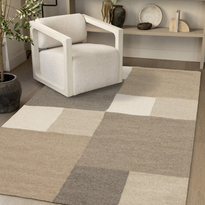 Tapis carré ivoire fait à la main Noemi