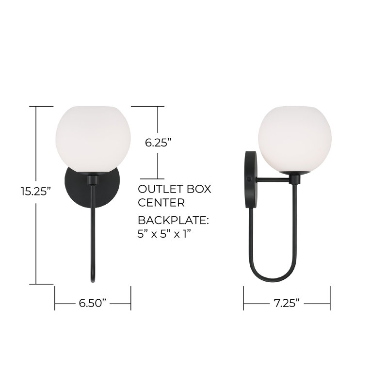 Ansley Steel Armed Sconce, Matte Black