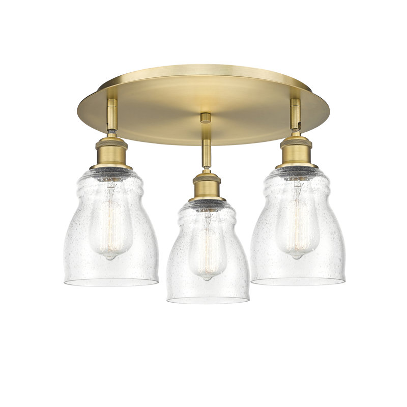 Bernaldino Glass Flush Mount, Seedy, Brushed Brass