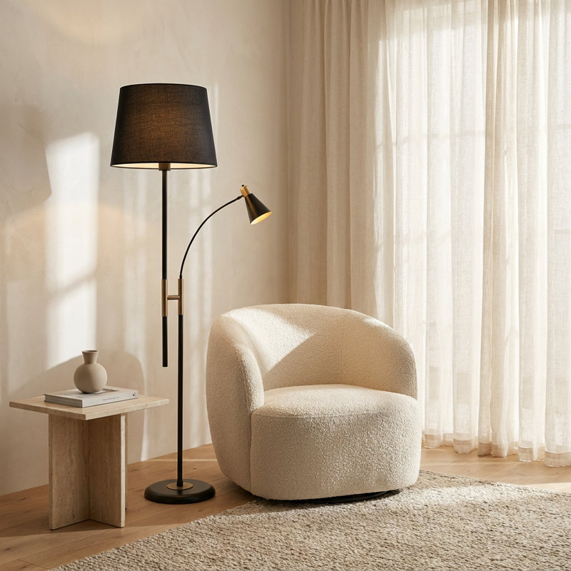 Starlight Black Drum Shade Floor Lamp