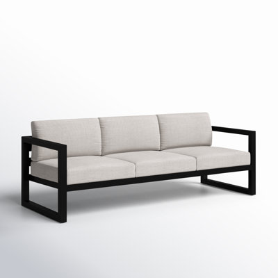 Smith 84.25'' Wide Rectangle Powder Coated Aluminum Patio Sofa with Sunbrella® Cushions