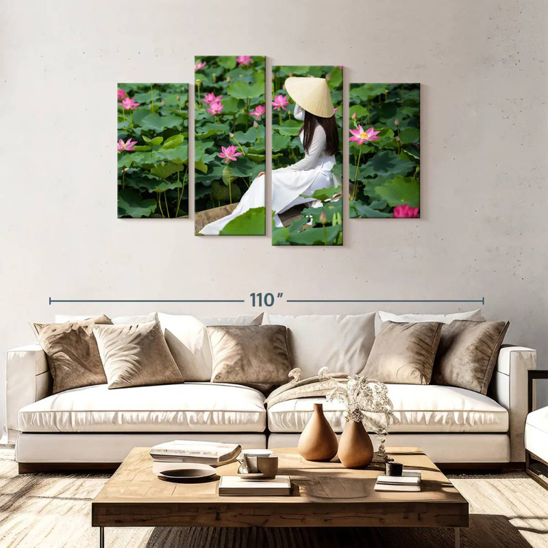 Leisha Lotus Pond Lady, 48" H x 75" W