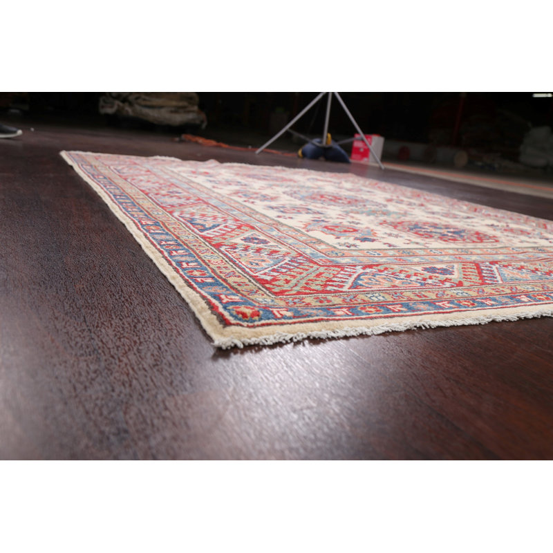 Tapis unique en laine noué à la main nouvel âge de 5 pi 2 po x 6 pi 11 po rouge / bleu / ivoire