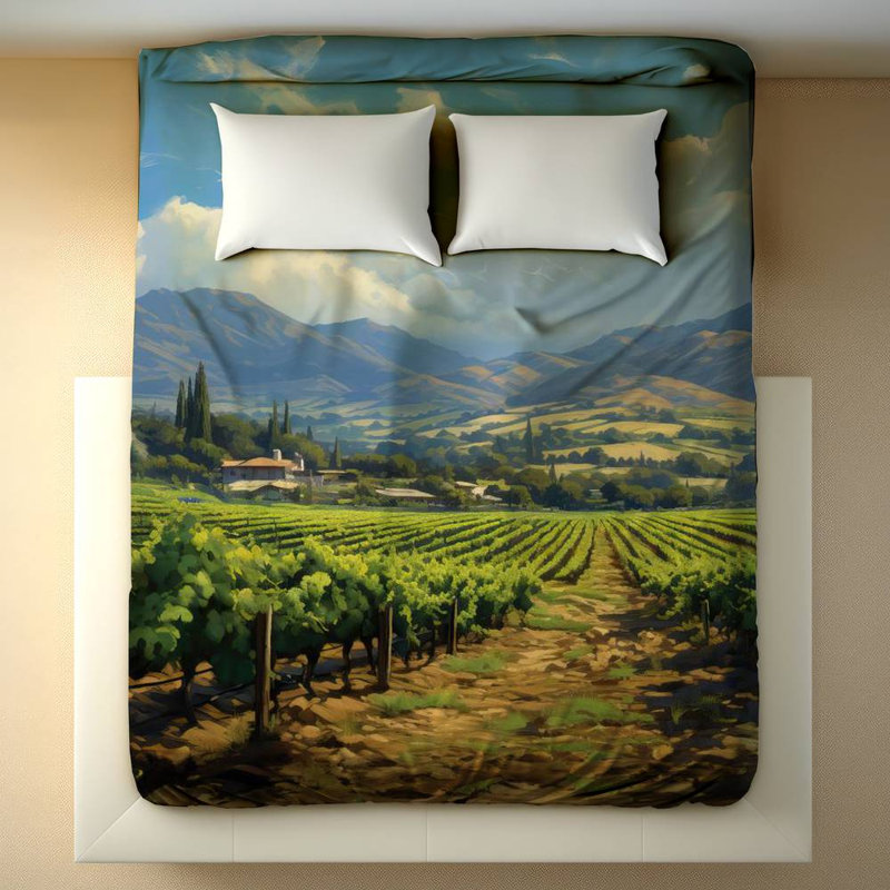 Polyester Sateen Duvet Cover, King Duvet, Blue Exotic Farm