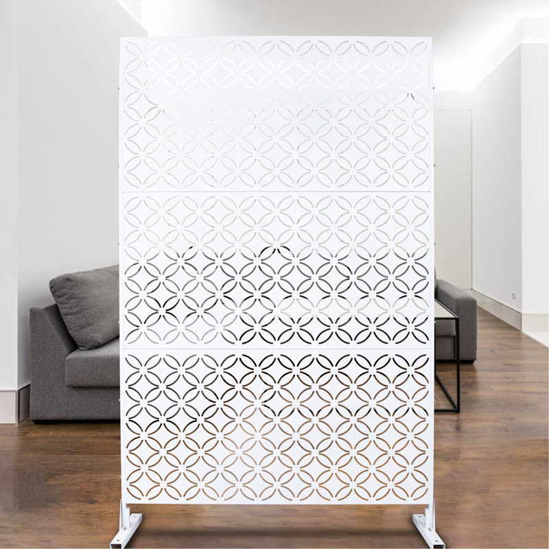 Cloison de protection en métal 76 po H48 po - autoportante pour patio, jardin, terrasse blanche Ps107, Blanc