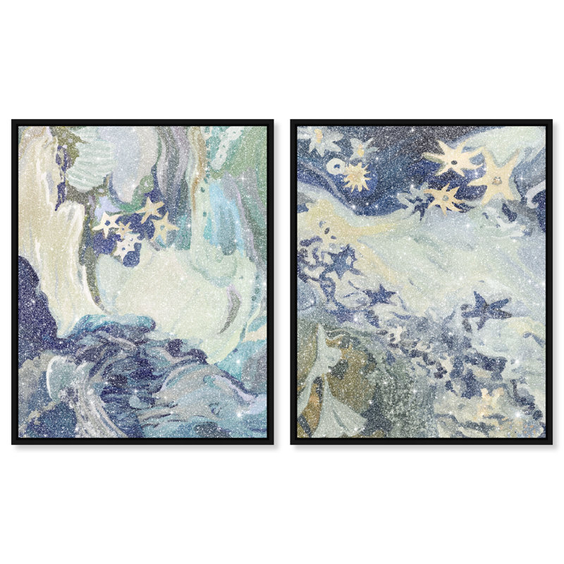 Mermaid Dream Set Canvas Animals Print by Oliver Gal, Black Frame, 16 x 20, 42"H x 34"W, Black Floater Frame