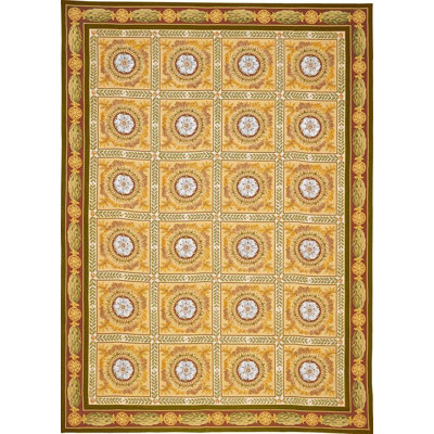 Needlepoint Azm Wool Geometric Area Rug