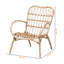 Chaise avec accoudoirs en rotin brun Bejof de style bohémien, H 33,19 po x l 28,38 po x P 30,83 po