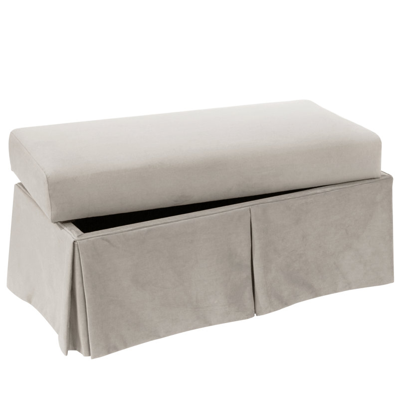 Upholstered Storage Bench, Bella Light Gray Performance Velvet