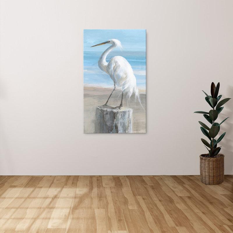 "Egret by the Sea" par Danhui Nai, reproduction sur toile, H 18 po x l 30 po