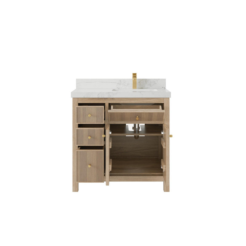 Ensemble de meuble-lavabo simple 36 po avec plateau Sonoma, Calacatta Nuvo